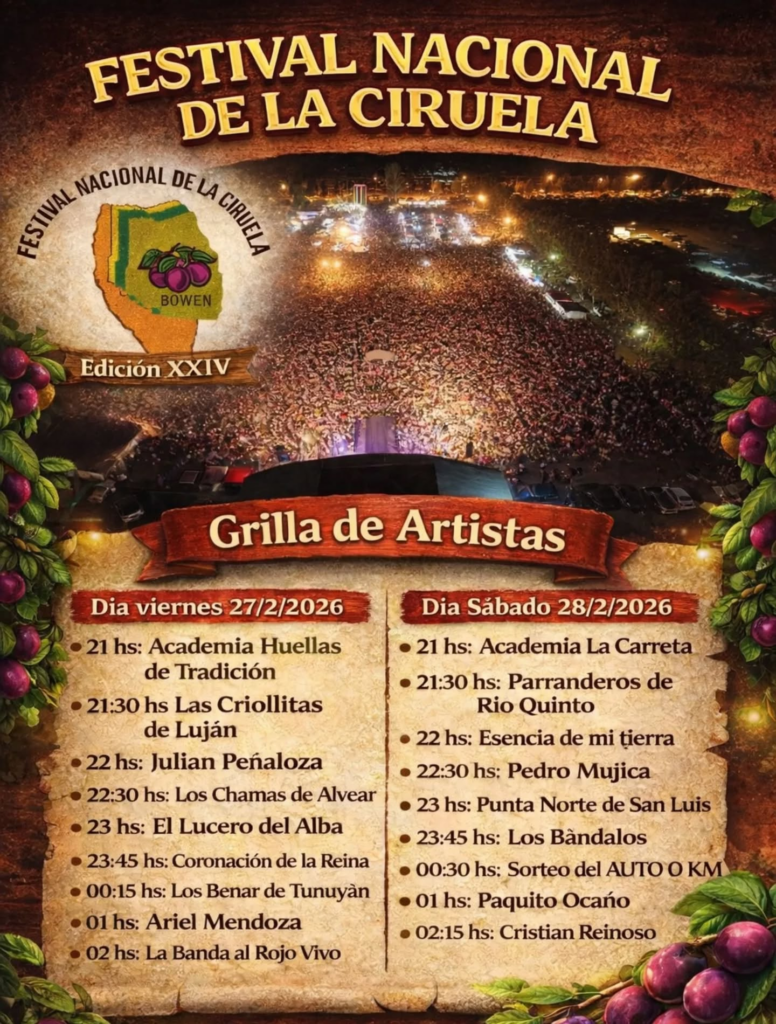 Festival Nacional de la Ciruela 2026 Bowen