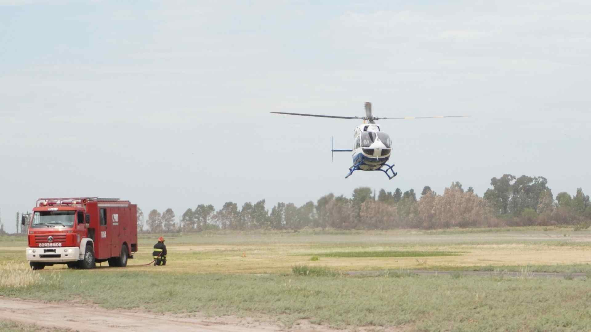 Trasladan en helicóptero a un hombre con quemaduras graves