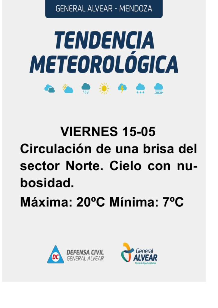 Pronóstico General Alvear 15 de mayo
